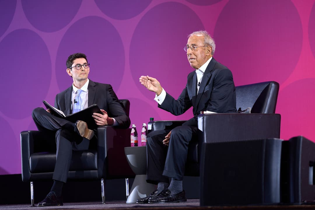 A photo of Ron Baron speaking at the Morningstar Conference
